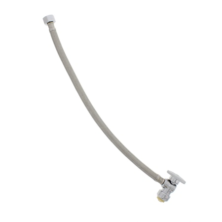 Jones Stephens 1/2" PUSHx1/2" FPT Chrm, Qrtr Turn Supply Stop, Angle, W/ 18" Connector S10414